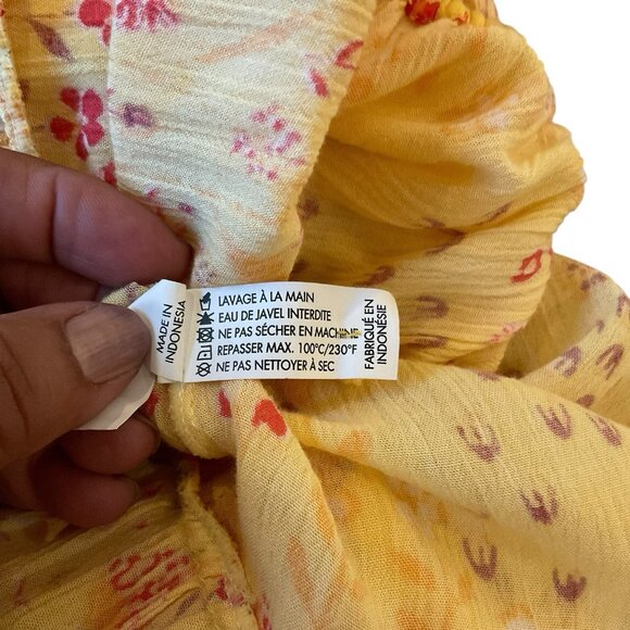 Poupette St Barth Mini Yellow Floral Sun Summer Dress XS V-neck Ruffle - Picture 13 of 13